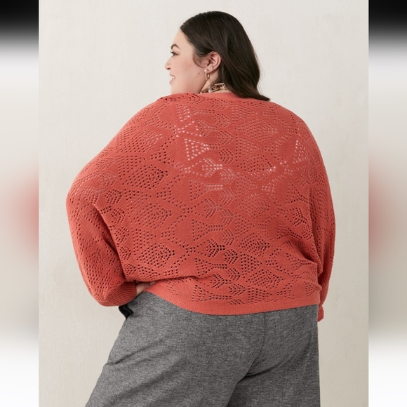 Penningtons Orange Dolman Sleeve Pointelle Sweater Size 2x - Picture 4 of 6